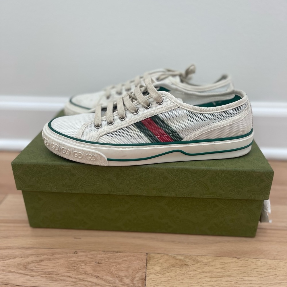 Gucci White Mesh Tennis Shoes